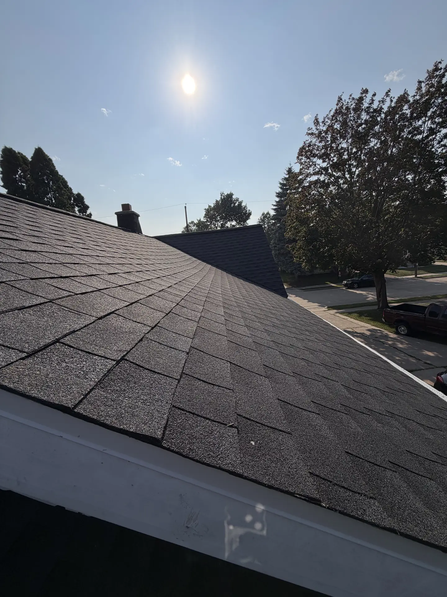 Finished slope down to the drip edge and gutter line.